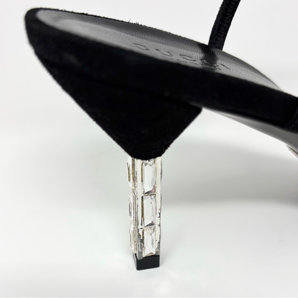 Gucci Black Suede Crystal-Heel Sandals Adlena Size EU 38.5 / US 8.5 - Picture 4 of 16